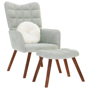 Sillón de relax con reposapiés terciopelo gris claro D
