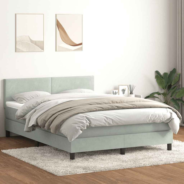 Cama box spring con colchón terciopelo gris claro 140x210 cm Cama box spring con colchón terciopelo gris claro 140x210 cm D
