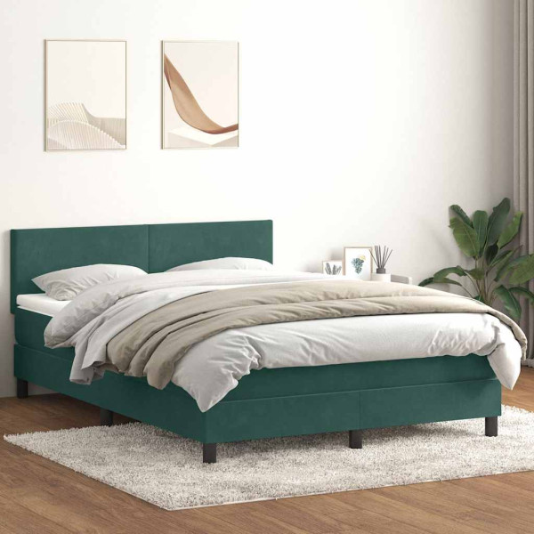 Cama box spring con colchón terciopelo verde oscuro 160x220 cm Cama box spring con colchón terciopelo verde oscuro 160x220 cm D