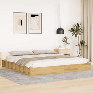 Estructura de cama sin colchón 180x200 cm madera maciza roble D