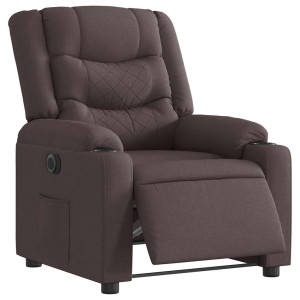 Sillón reclinable eléctrico tela marrón oscuro D