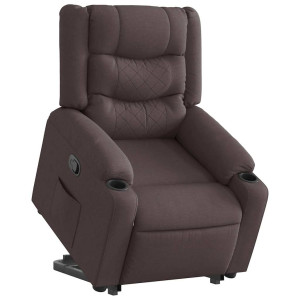 Sillón reclinable elevable tela marrón oscuro D