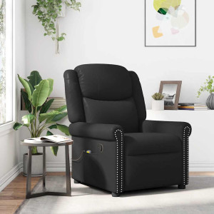 Sillón reclinable de cuero sintético negro brillante D