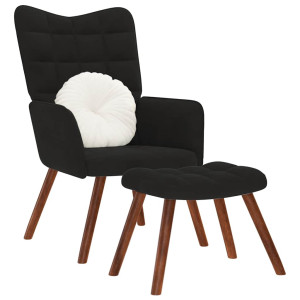 Sillón de relax con reposapiés terciopelo negro D