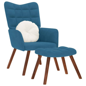 Sillón de relax con reposapiés terciopelo azul D