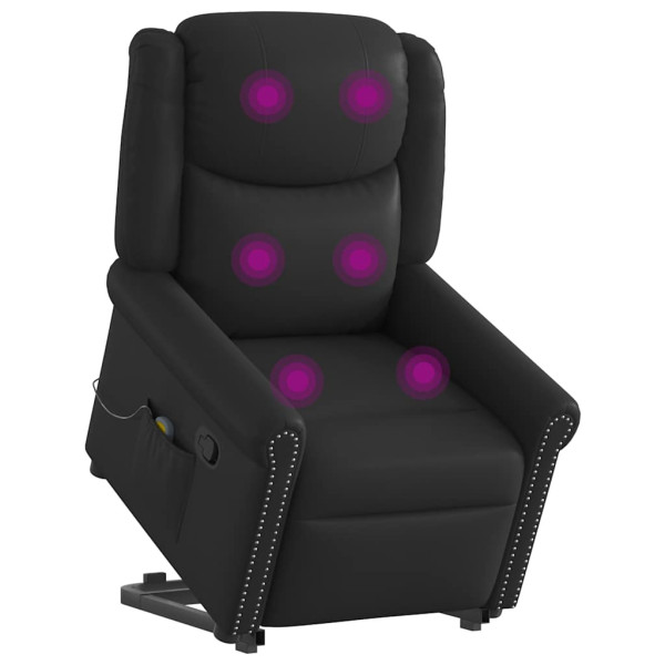 Sillón reclinable de masaje pie cuero sintético negro brillante D