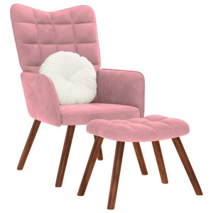 Sillón de relax con reposapiés terciopelo rosa D