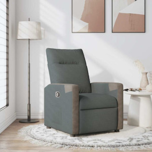 Sillón reclinable de tela gris oscuro D
