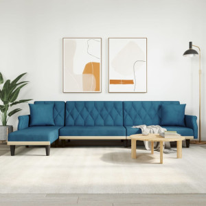 Sofá cama en forma de L terciopelo azul 271x140x70 cm D