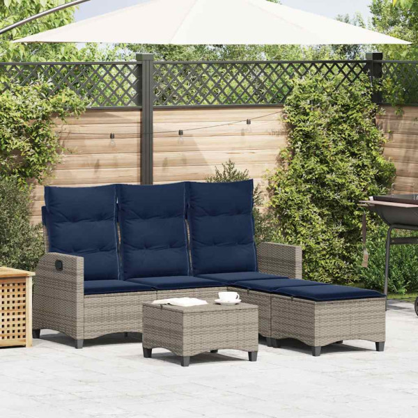 Set de sofás de jardín en forma de L con cojines 3 pzas gris Set de sofás de jardín en forma de L con cojines 3 pzas gris D