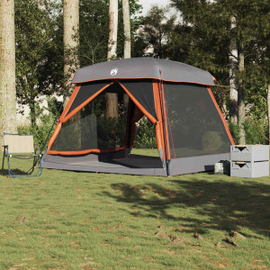 Tienda de campaña familiar 6 personas impermeable gris naranja D