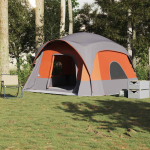 Tienda de campaña familiar 6 personas impermeable gris naranja D