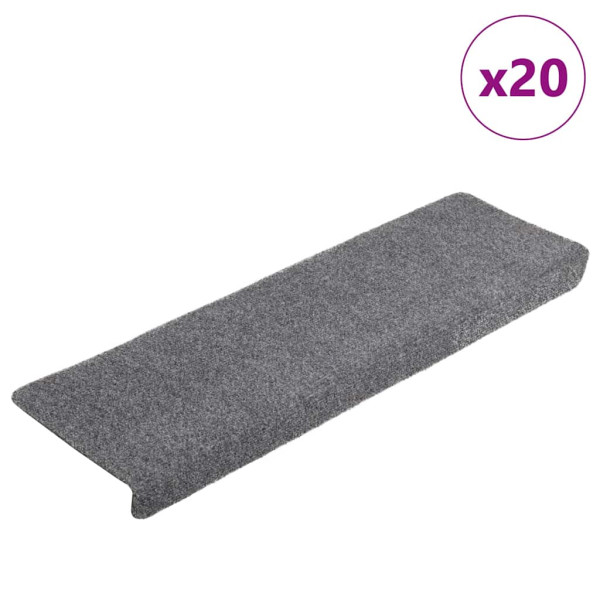 Alfombrilla autoadhesiva escalera 20 uds gris claro 65x21x4 cm D