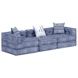 Puf modular de 3 plazas de tela índigo D