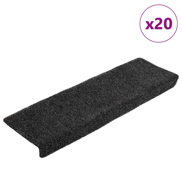 Alfombrilla autoadhesiva escalera 20 uds negro 65x21x4 cm D