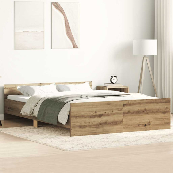 Estructura de cama sin colchón roble artesanal 140x190 cm D