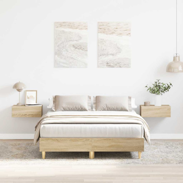 Estructura de cama sin colchón roble Sonoma 135x190 cm madera Estructura de cama sin colchón roble Sonoma 135x190 cm madera D