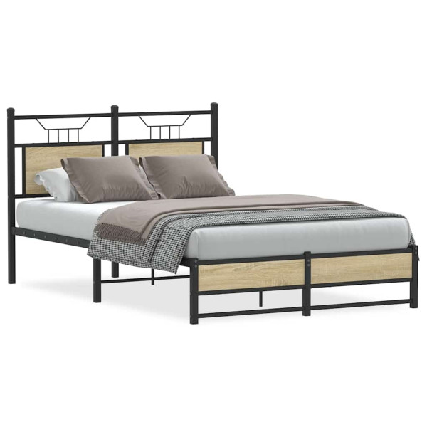 Estructura de cama sin colchón madera roble Sonoma 120x200 cm Estructura de cama sin colchón madera roble Sonoma 120x200 cm D