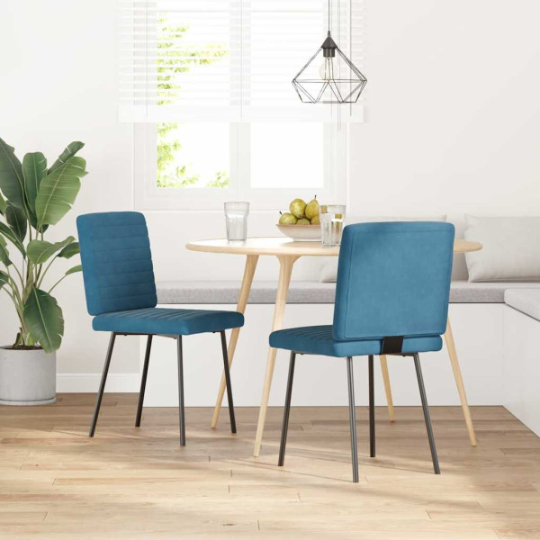 Sillas de comedor 2 unidades terciopelo azul Sillas de comedor 2 unidades terciopelo azul D