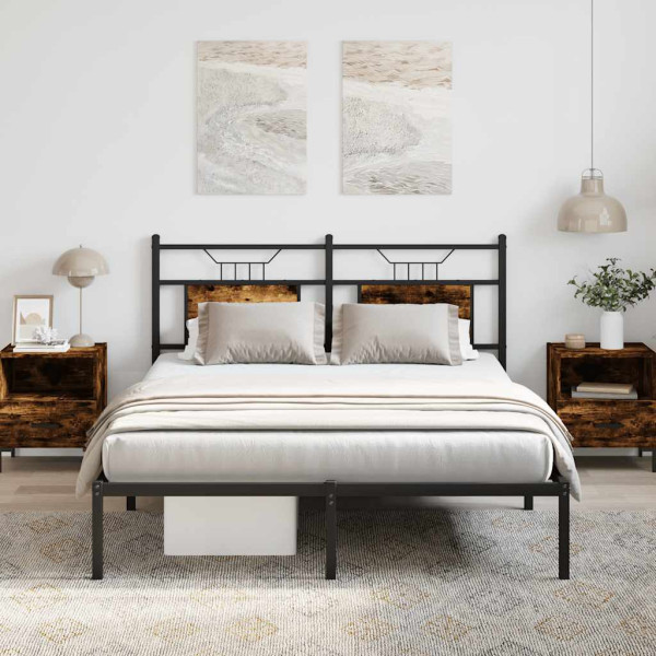 Estructura de cama sin colchón madera roble ahumado 137x190 cm D