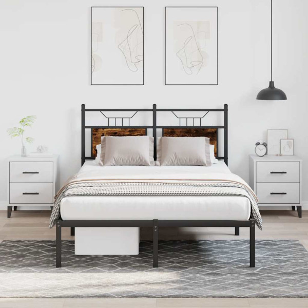 Estructura de cama sin colchón madera roble ahumado 120x190 cm D