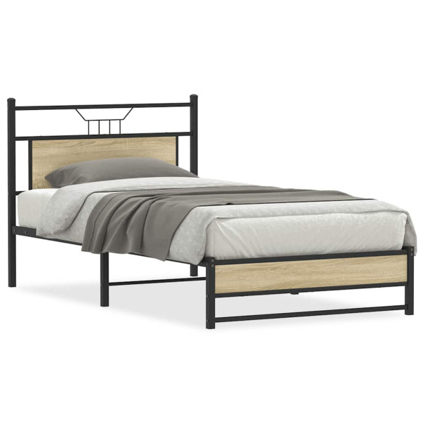 Estructura de cama sin colchón madera roble Sonoma 100x200 cm D