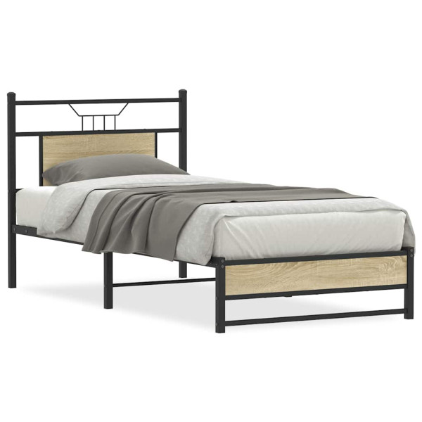 Estructura de cama sin colchón madera roble Sonoma 90x200 cm Estructura de cama sin colchón madera roble Sonoma 90x200 cm D