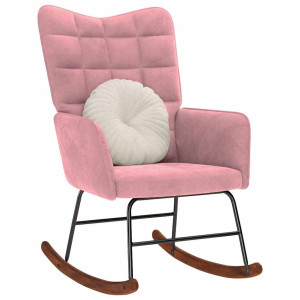 Silla mecedora de terciopelo rosa D