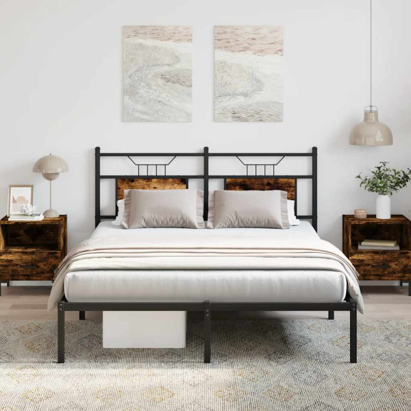 Estructura de cama sin colchón madera roble ahumado 140x190 cm D