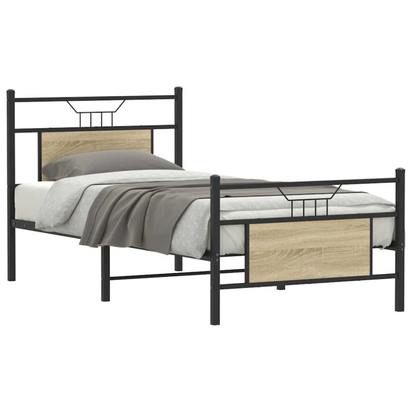 Estructura de cama sin colchón madera roble Sonoma 80x200 cm Estructura de cama sin colchón madera roble Sonoma 80x200 cm D