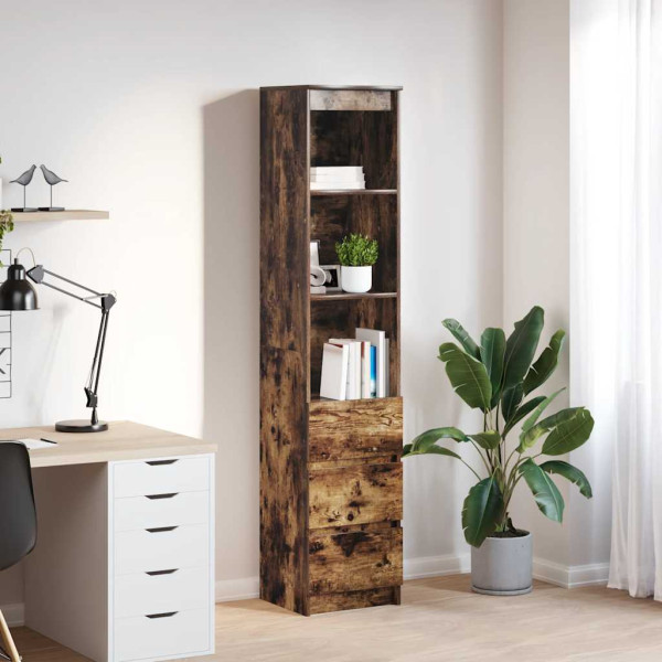Aparador alto roble ahumado 37.5x35x180 cm madera de ingeniería D
