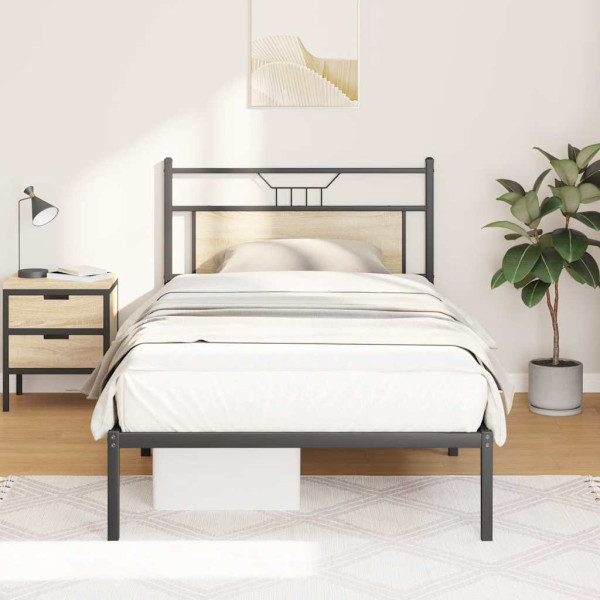 Estructura de cama sin colchón madera roble Sonoma 100x200 cm Estructura de cama sin colchón madera roble Sonoma 100x200 cm D