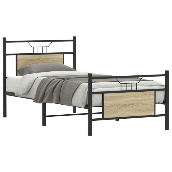 Estructura de cama sin colchón madera roble Sonoma 75x190 cm Estructura de cama sin colchón madera roble Sonoma 75x190 cm D