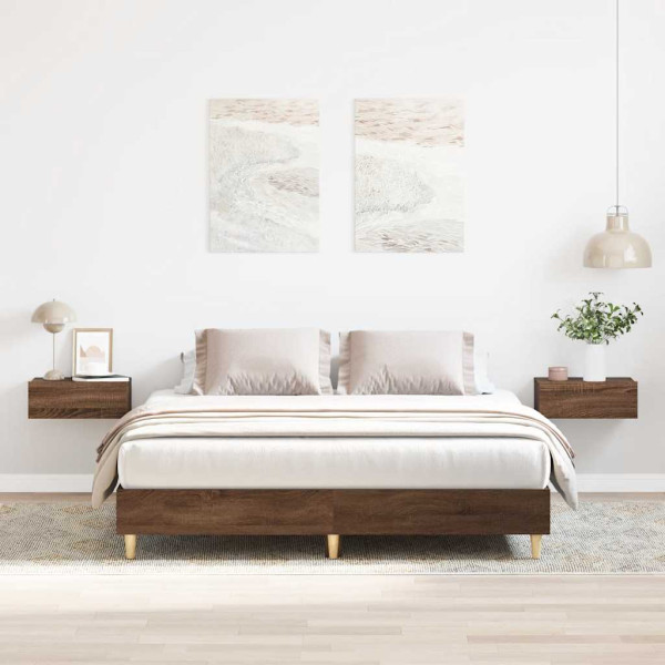Estructura de cama sin colchón madera marrón roble 150x200 cm Estructura de cama sin colchón madera marrón roble 150x200 cm D