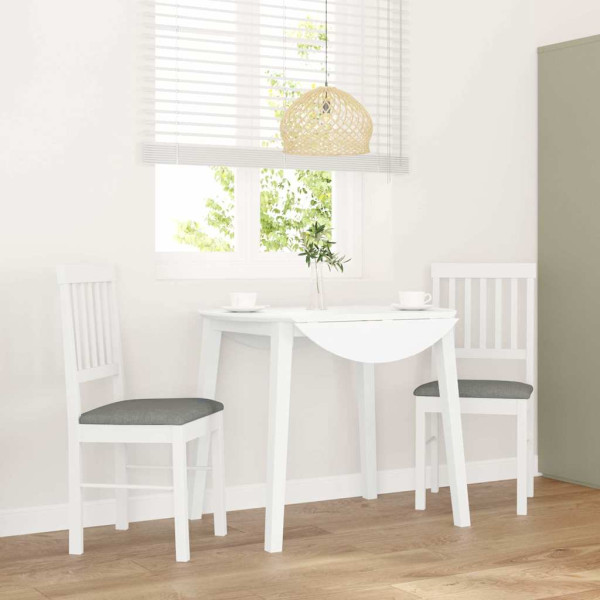 Sillas de comedor con cojines 2uds madera maciza blanco caucho D