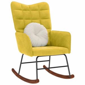 Silla mecedora de terciopelo amarillo D