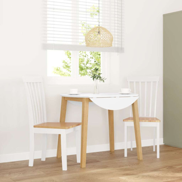 Sillas de comedor 2 unidades madera maciza de caucho blanco Sillas de comedor 2 unidades madera maciza de caucho blanco D