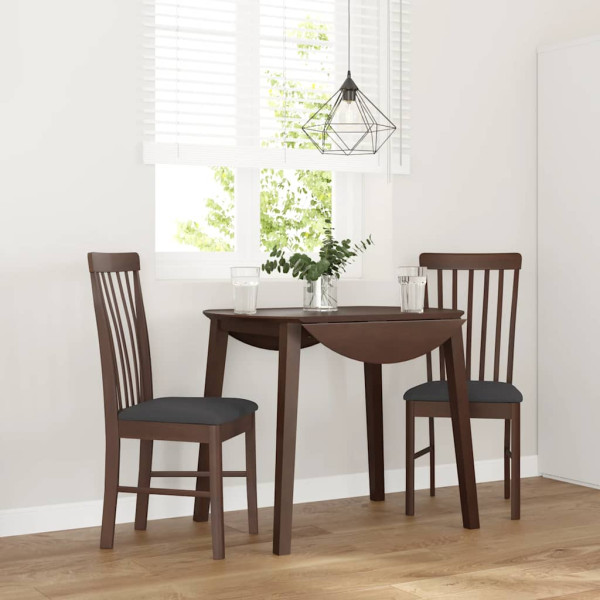Sillas de comedor con cojines 2 uds madera maciza marrón caucho D