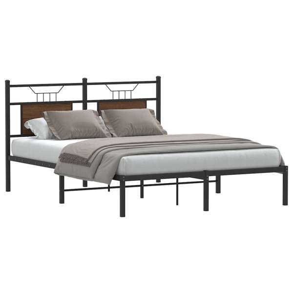 Estructura de cama sin colchón madera marrón roble 137x190 cm Estructura de cama sin colchón madera marrón roble 137x190 cm D