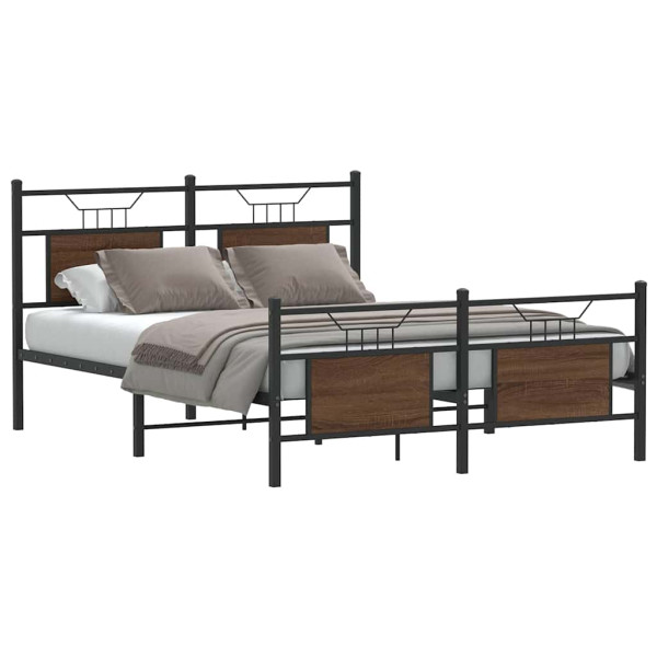 Estructura de cama sin colchón madera marrón roble 150x200 cm Estructura de cama sin colchón madera marrón roble 150x200 cm D