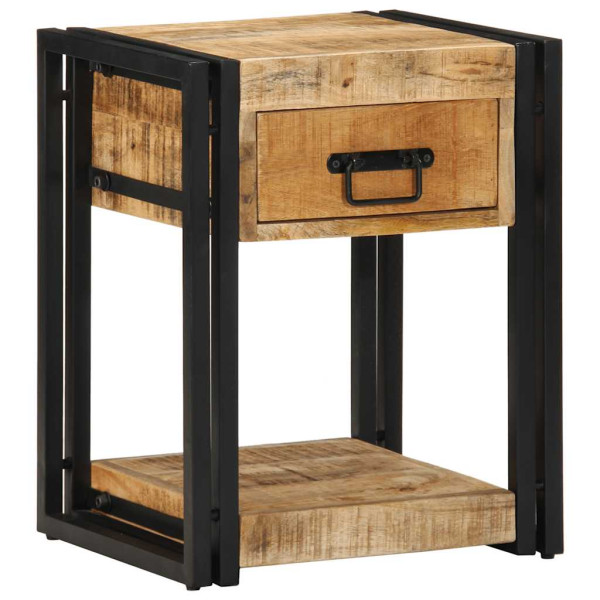 Mesita de noche madera maciza de mango 40x35x50 cm D