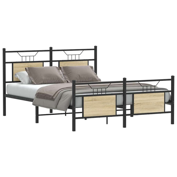 Estructura de cama sin colchón madera roble Sonoma 150x200 cm Estructura de cama sin colchón madera roble Sonoma 150x200 cm D