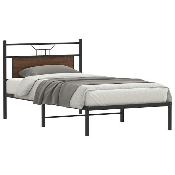 Estructura de cama sin colchón madera marrón roble 100x200 cm Estructura de cama sin colchón madera marrón roble 100x200 cm D