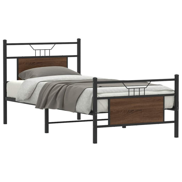 Estructura de cama sin colchón madera marrón roble 90x190 cm Estructura de cama sin colchón madera marrón roble 90x190 cm D
