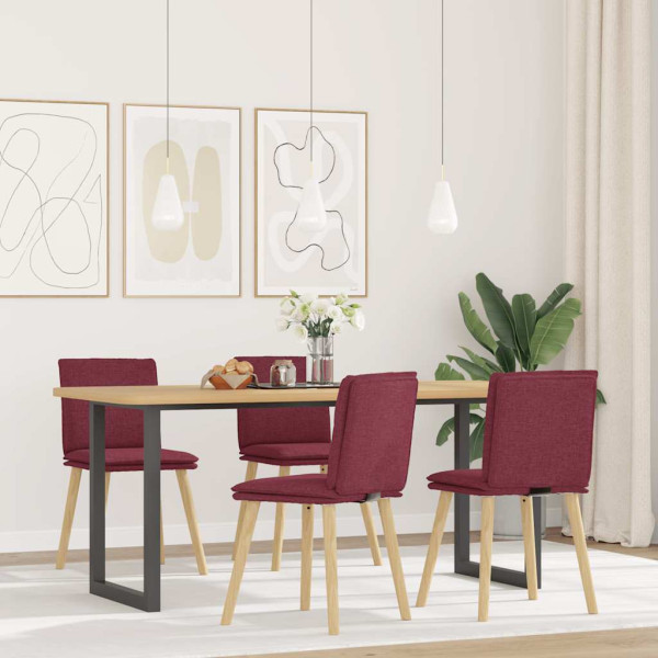 Sillas de comedor 4 unidades tela rojo tinto Sillas de comedor 4 unidades tela rojo tinto D