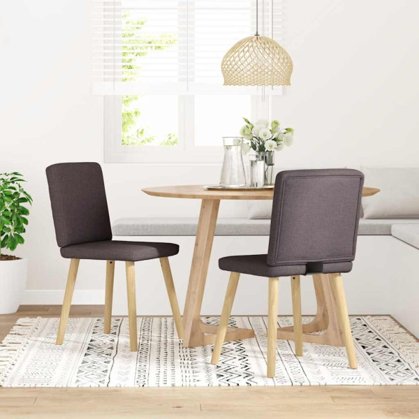 Sillas de comedor 2 unidades tela marrón oscuro Sillas de comedor 2 unidades tela marrón oscuro D
