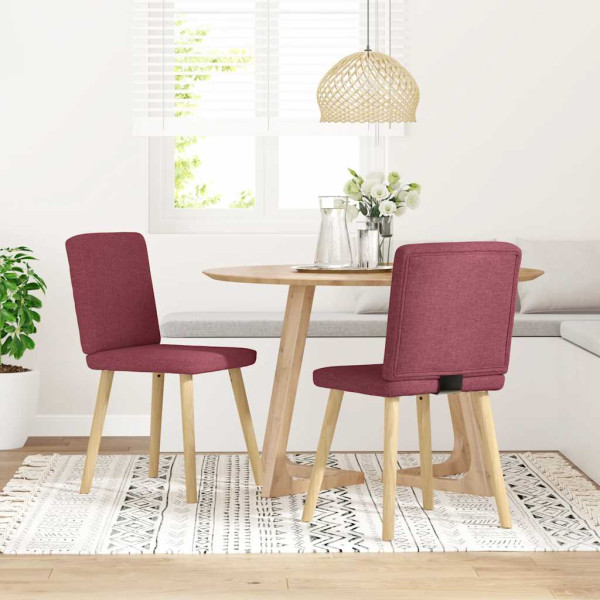 Sillas de comedor 2 unidades tela rojo tinto Sillas de comedor 2 unidades tela rojo tinto D