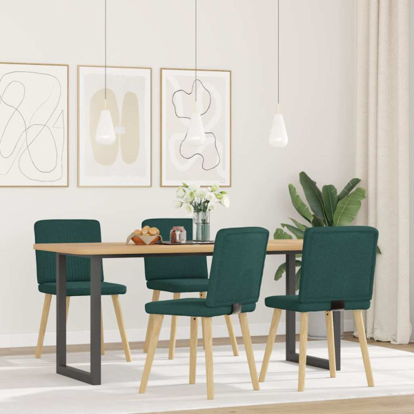 Sillas de comedor 4 unidades tela verde oscuro Sillas de comedor 4 unidades tela verde oscuro D