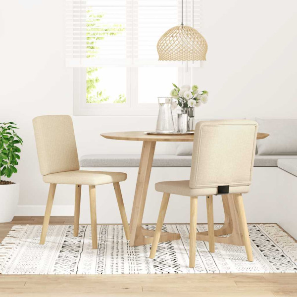 Sillas de comedor 2 unidades tela color crema Sillas de comedor 2 unidades tela color crema D