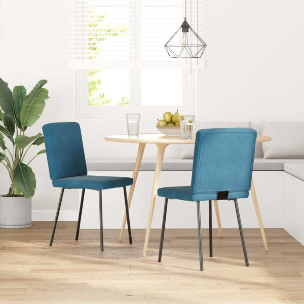 Sillas de comedor 2 unidades terciopelo azul Sillas de comedor 2 unidades terciopelo azul D